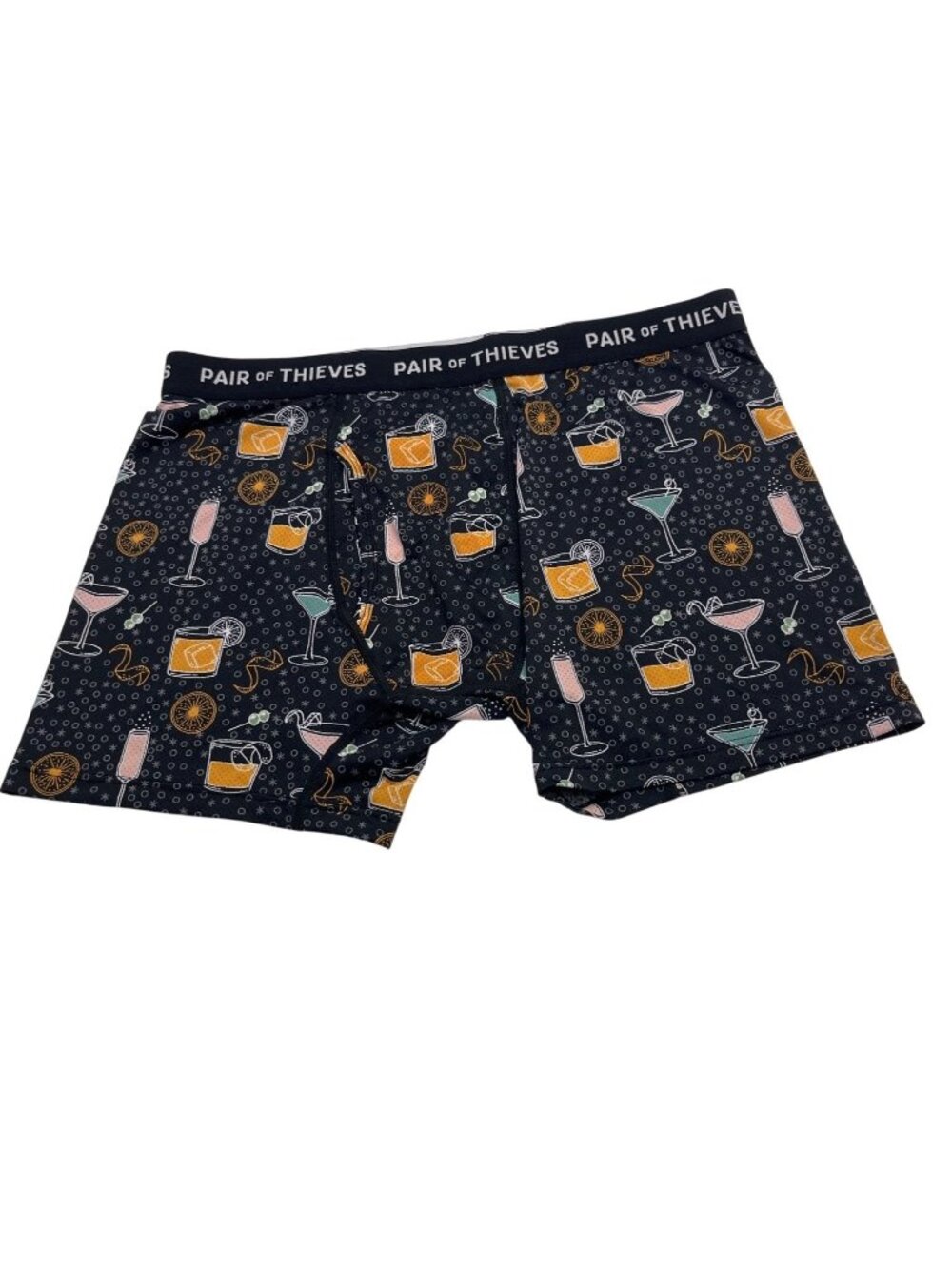 Pair Of Thieves Mens Boxer Briefs Large Black Cocktail Print Stretchy Underwear